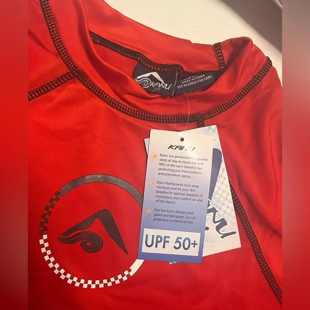 NWT Kanu Surf Red Rash Guard Sz XL (14-16)